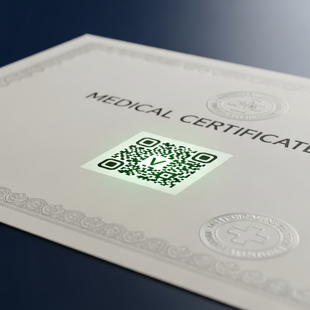 QR verification of a medical document